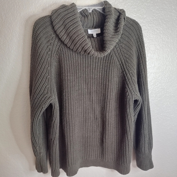 Haven Well Within Funnel Neck Cotton chunky knit Sweater sz Xl - Picture 1 of 8
